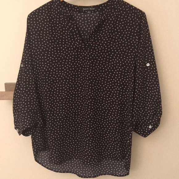 Sweet Rain Tops - NEW Sweet Rain Navy and pink blouse, Sz L